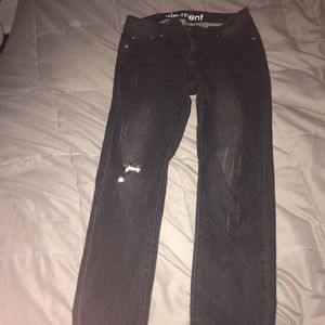 Black element distressed skinny jean leggings